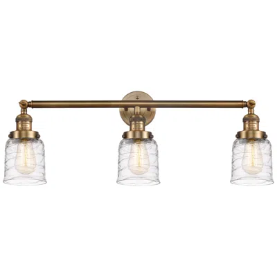 Innovations Lighting Bell 3 Light 30" Led Bath Light - Brushed Brass - Deco Swirl Shade