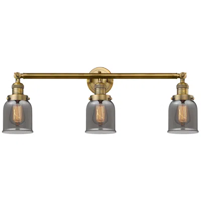 Innovations Lighting Bell 3 Light 30" Led Bath Light - Brushed Brass - Plated Smoke Shade