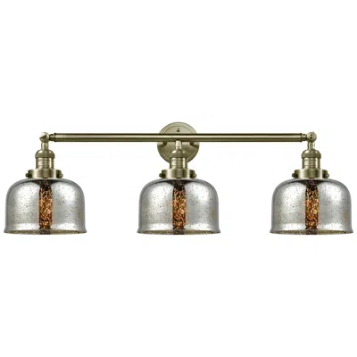 Innovations Lighting Bell 3 Light 32" Bath Light - Antique Brass - Silver Plated Mercury Sh