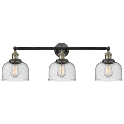 Innovations Lighting Bell 3 Light 32" Bath Light - Black Antique Brass - Seedy Shade