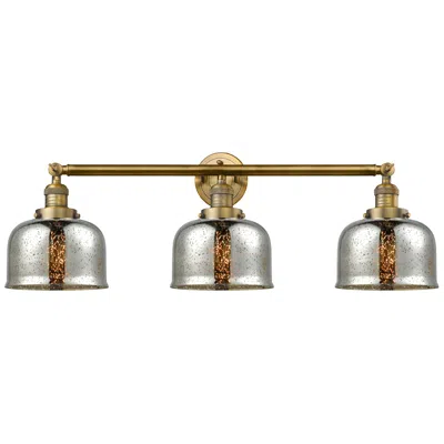 Innovations Lighting Bell 3 Light 32" Bath Light - Brushed Brass - Silver Plated Mercury Sh