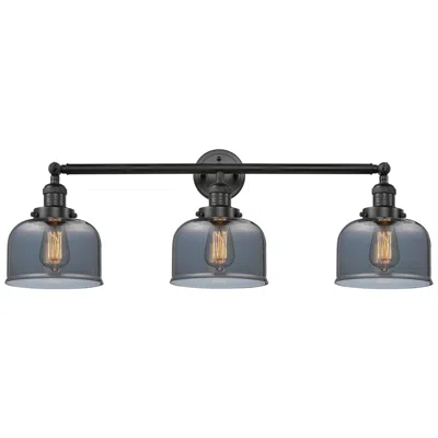 Innovations Lighting Bell 3 Light 32" Bath Light - Matte Black - Plated Smoke Shade