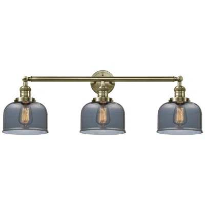 Innovations Lighting Bell 3 Light 32" Led Bath Light - Antique Brass - Plated Smoke Shade