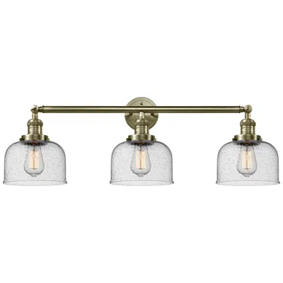 Innovations Lighting Bell 3 Light 32" Led Bath Light - Antique Brass - Seedy Shade