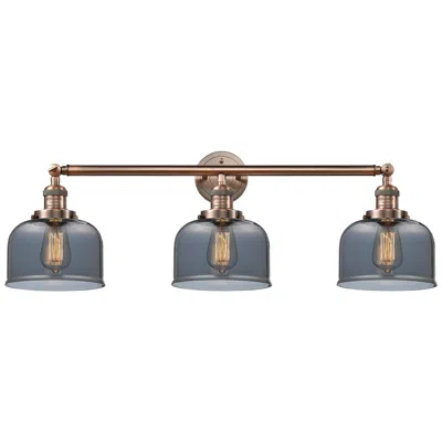 Innovations Lighting Bell 3 Light 32" Led Bath Light - Antique Copper - Plated Smoke Shade