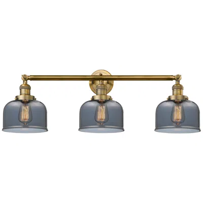 Innovations Lighting Bell 3 Light 32" Led Bath Light - Brushed Brass - Plated Smoke Shade