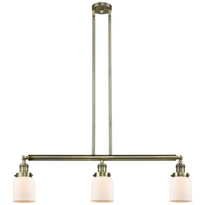 Innovations Lighting Bell 3 Light 38" Island Light - Antique Brass  - Matte White Shade