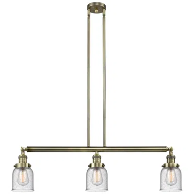 Innovations Lighting Bell 3 Light 38" Island Light - Antique Brass  - Seedy Shade