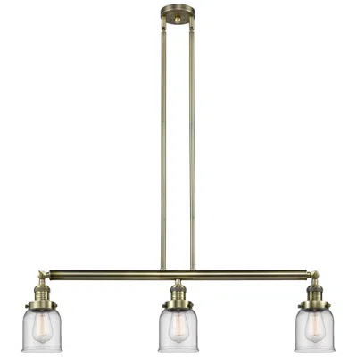 Innovations Lighting Bell 3 Light 38" Led Island Light - Antique Brass  - Clear Shade