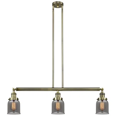 Innovations Lighting Bell 3 Light 38" Led Island Light - Antique Brass  - Plated Smoke Shad
