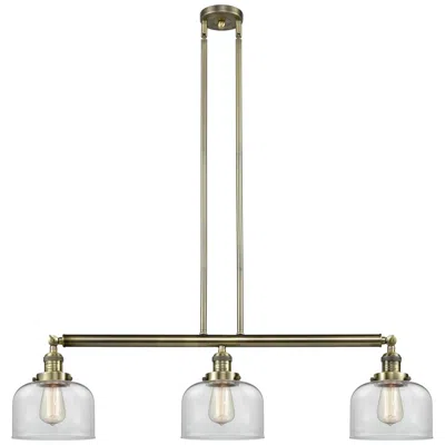 Innovations Lighting Bell 3 Light 41" Island Light - Antique Brass  - Clear Shade