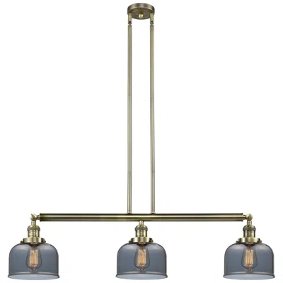 Innovations Lighting Bell 3 Light 41" Island Light - Antique Brass  - Plated Smoke Shade