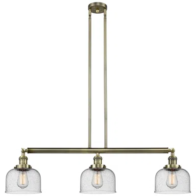 Innovations Lighting Bell 3 Light 41" Island Light - Antique Brass  - Seedy Shade