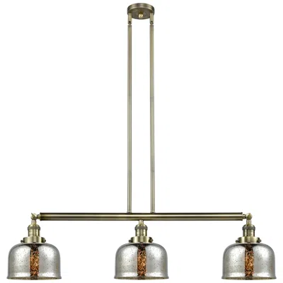 Innovations Lighting Bell 3 Light 41" Island Light - Antique Brass  - Silver Plated Mercury