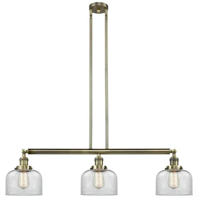 Innovations Lighting Bell 3 Light 41" Led Island Light - Antique Brass  - Clear Shade