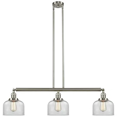 Innovations Lighting Bell 3 Light 41" Led Island Light - Brushed Satin Nickel  - Clear Shad