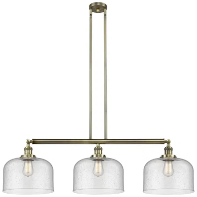 Innovations Lighting Bell 3 Light 42" Island Light - Antique Brass  - Seedy Shade