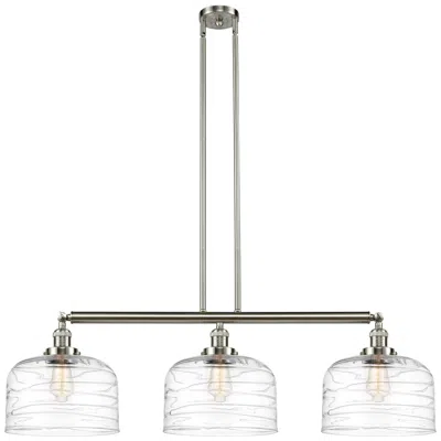 Innovations Lighting Bell 3 Light 42" Island Light - Brushed Satin Nickel  - Clear Deco Swi