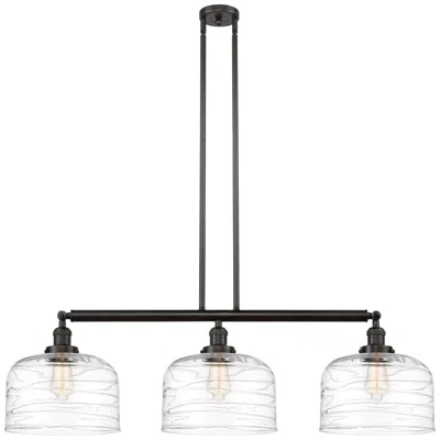Innovations Lighting Bell 3 Light 42" Island Light - Oil Rubbed Bronze  - Clear Deco Swirl