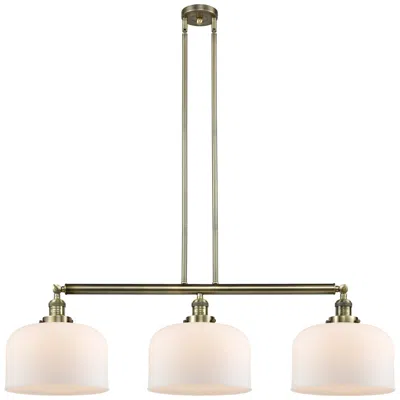 Innovations Lighting Bell 3 Light 42" Led Island Light - Antique Brass  - Matte White Shade