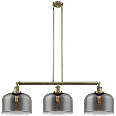 Innovations Lighting Bell 3 Light 42" Led Island Light - Antique Brass  - Plated Smoke Shad