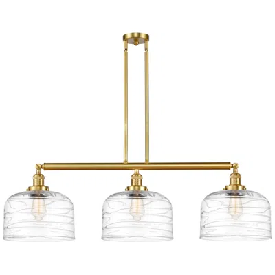 Innovations Lighting Bell 3 Light 42" Led Island Light - Satin Gold  - Clear Deco Swirl Sha