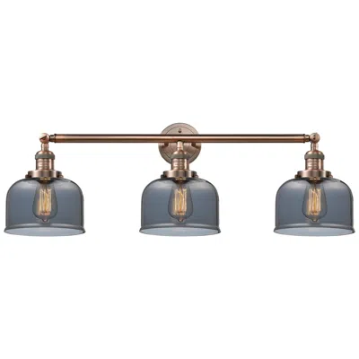 Innovations Lighting Bell 32" Wide 3 Light Copper Bath Vanity Light W/ Plated Smoke Shade