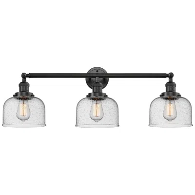 Innovations Lighting Bell 32" Wide 3 Light Oil Rubbed Bronze Bath Vanity Light W/ Seedy Sha