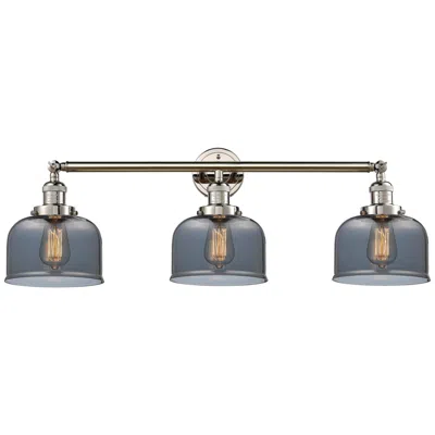 Innovations Lighting Bell 32"w 3 Light Polished Nickel Bath Vanity Light W/ Plated Smoke Sh