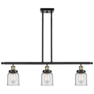 Innovations Lighting Bell 36" Wide 3 Light Black Brass Island Light W/ Clear Shade