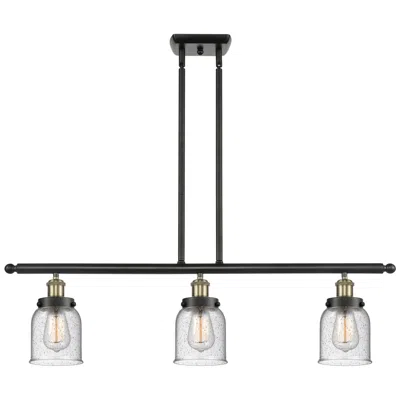 Innovations Lighting Bell 36" Wide 3 Light Black Brass Island Light W/ Seedy Shade