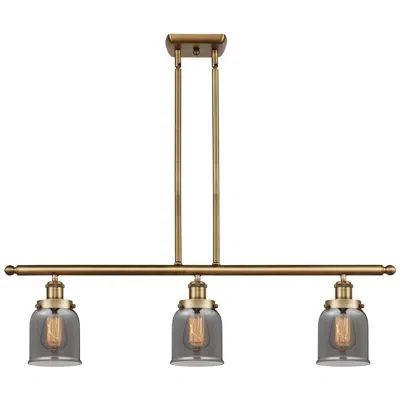 Innovations Lighting Bell 36" Wide 3 Light Brushed Brass Island Light W/ Plated Smoke Shade In Gold