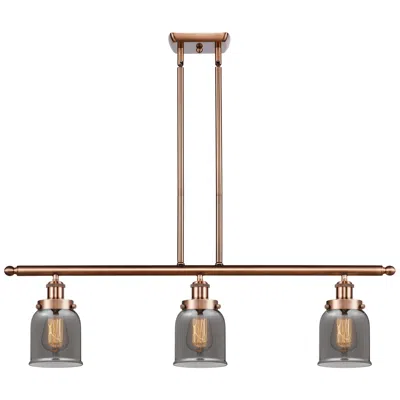 Innovations Lighting Bell 36" Wide 3 Light Copper Island Light W/ Plated Smoke Shade