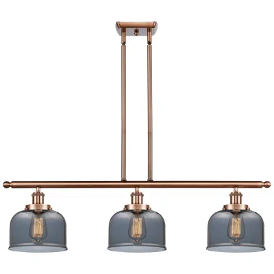 Innovations Lighting Bell 36" Wide 3 Light Copper Island Light W/ Plated Smoke Shade