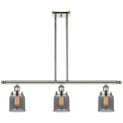 Innovations Lighting Bell 36" Wide 3 Light Polished Nickel Island Light W/ Plated Smoke Sha