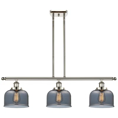 Innovations Lighting Bell 36" Wide 3 Light Polished Nickel Island Light W/ Plated Smoke Sha