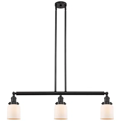 Innovations Lighting Bell 37.5" Wide 3 Light Bronze Stem Hung Island Light W/ Matte White S
