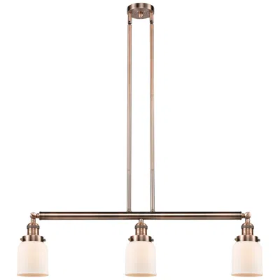 Innovations Lighting Bell 37.5" Wide 3 Light Copper Stem Hung Island Light W/ Matte White S