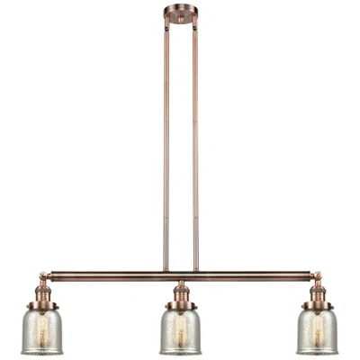 Innovations Lighting Bell 37.5"w 3 Light Copper Stem Hung Island Light W/ Mercury Shade
