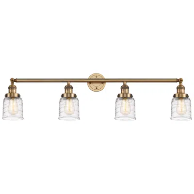 Innovations Lighting Bell 4 Light 42" Bath Light - Brushed Brass - Deco Swirl Shade