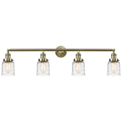 Innovations Lighting Bell 4 Light 42" Led Bath Light - Antique Brass - Deco Swirl Shade