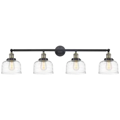 Innovations Lighting Bell 4 Light 44" Bath Light - Black Antique Brass - Clear Deco Swirl S