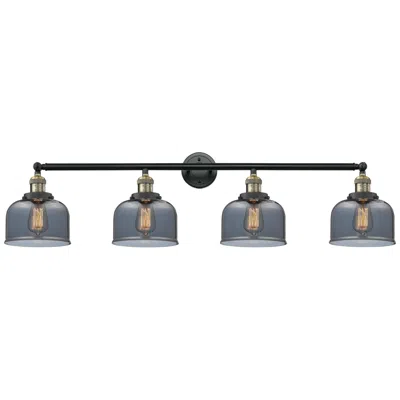 Innovations Lighting Bell 4 Light 44" Bath Light - Black Antique Brass - Plated Smoke Shade
