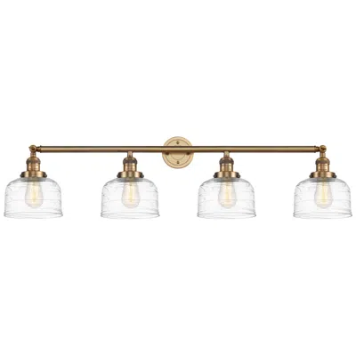 Innovations Lighting Bell 4 Light 44" Bath Light - Brushed Brass - Clear Deco Swirl Shade