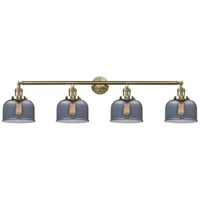 Innovations Lighting Bell 4 Light 44" Led Bath Light - Antique Brass - Plated Smoke Shade