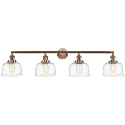 Innovations Lighting Bell 4 Light 44" Led Bath Light - Antique Copper - Clear Deco Swirl Sh