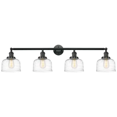 Innovations Lighting Bell 4 Light 44" Led Bath Light - Matte Black - Clear Deco Swirl Shade