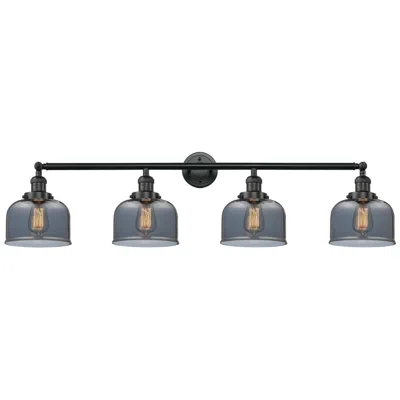 Innovations Lighting Bell 4 Light 44" Led Bath Light - Matte Black - Plated Smoke Shade In Gray