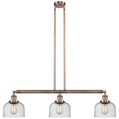 Innovations Lighting Bell 41" 3-light Antique Copper Stem Hung Island Light W/ Seedy Shade