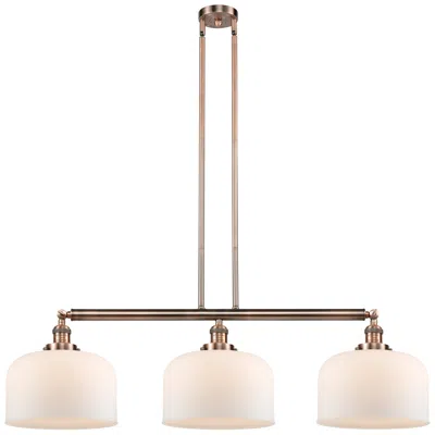Innovations Lighting Bell 42" 3-light Antique Copper Stem Hung Island Light W/ Matte White